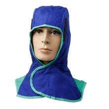 Casco retardante de llama lavable azul, cómodo cuello de soldadura, protección facial, capucha práctica, cubierta de cabeza de soldador, 410mm 2024 - compra barato