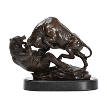 Wall Street Charging Bull and Bear VS Fighting Statue Sculpture Bronze Stock Market Animal Antique Figurine Art Office Decor 2024 - buy cheap