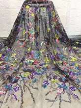 8 цветов вышивка блестками французское Сетчатое кружево/африканская нигерийская кружевная ткань с блестками швейные вечерние платья свадебное платье/Вечеринка 2024 - купить недорого