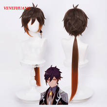 VEVEFHUANG Kосплей Genshin Impact Zhongli Cosplay парик аниме Long Christmas Brown Orange Wig Anime Heat Halloween Xmas Daily 2024 - buy cheap