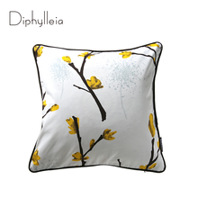 Diphylleia Elegant Design Cushion Cover Chinese Plum Blossom Inspiration Pattern Print Soft Cotton Pillow Case Chic Home Decor 2024 - buy cheap