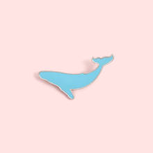 Baleia azul esmalte pino mar animal solitário broche jeans camisas sacos celebrados moda jóias presente para amigos crianças 2024 - compre barato