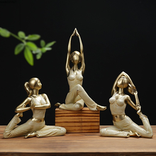 Figuras de Yoga de resina francesa, artesanías doradas de lujo para chica, adornos de personajes de escritorio para sala de estar, regalos de decoración del hogar 2024 - compra barato
