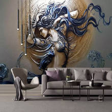 Personalizado mural papel de parede para paredes 3d estereoscópico em relevo moda arte beleza quarto tv fundo decoração da casa pintura 2024 - compre barato