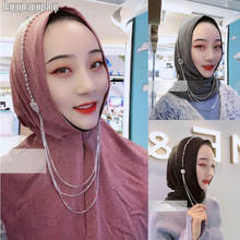 Women Muslim Beaded Headwear Party Hijab Cap Islamic Amira Cap Instant Head Cover Turban Arab Headscarf Wrap Dubai Fashion 2024 - buy cheap