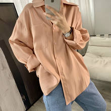 2020 Women Satin Material Turn Down Collar Long Sleeve Spring Womens Tops And Blouses Casual Shirt Blusas Roupa Feminina 2024 - buy cheap