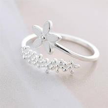 Anéis de casamento femininos, anéis criativos de dedo para mulheres, cor prateada, temperamento requintado, elegante, flor, anéis de abertura 2024 - compre barato