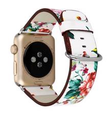 40mm 44mm Chinese Realistic Painting Flower Leather Loop for Apple Watch Band 38mm 42mm Wristband for iWatch 5 4 3 2 1 Strap 2024 - buy cheap
