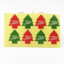 80 unids/paquete de etiquetas de embalaje con forma de árbol de Navidad rojo y verde, pegatinas de sellado de panadería 2024 - compra barato