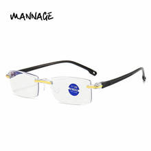 Очки для чтения с защитой от Blueray, ультралегкие очки без оправы, модные мужские и женские очки по рецепту, от + 100 до + 400 2024 - купить недорого