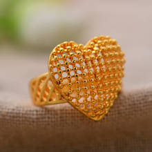 NEW 24K Heart-shaped Dubai Gold Color Ring for Women Ethiopian Wedding Ring India/Ethiopian/African/Nigerian/Israel/Arabic Items 2024 - buy cheap