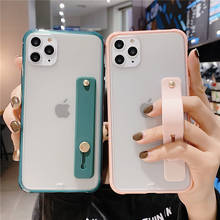 Amortecedor à prova de choque transparente caso do telefone para o iphone 11 pro x xr xs max 8 7 6 s mais claro macio tpu tira de pulso suporte volta capa 2024 - compre barato