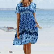 Women's Plus Size beach dress Casual Daisy Summer Print mini dress O-Neck Short Sleeve Loose Dress sukienki damskie #j4s 2024 - buy cheap