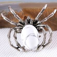 Spider Brooch Natural Stone White Howlite CAB Cabochon Bead Pendant for Men Women DIY Jewelry Making 1Pcs K715 2024 - buy cheap