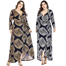 Women's Summer New 2021 Large Size Plus Plus Dress Loose Long-sleeved Printed Wrap Dress XL-6XL Plus Size Dress  Bandage Dresses 2024 - buy cheap