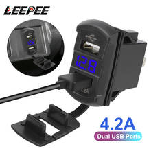 Dupla portas usb adaptador de automóvel carregador de carro à prova dwaterproof água 5v 4.2a display digital dustproof carregador de telefone para caravanas carro rv campista 2024 - compre barato