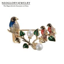 Neoglory Enamel Vivid Oriole Birds Brooches For Women Shell Pearl Lovely Birds Pins New Design Gift For Friend Souvenir 2024 - buy cheap