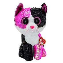 New 6" 15cm Ty Big Eyes Stuffed Beanie Plush Animal Sparkling Malibu Pink Black Cat Collection Doll Boy Girl Birthday Gift 2024 - buy cheap