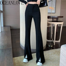 OCEANLOVE Woman Pants High Waist Solid Korean Style 2021 Spring Ropa Mujer Full Length Vintage Slit  Mujer Pantalones 19951 2024 - buy cheap