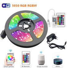 5m 10m 15m RGBW RGBWW RGB LED Strip Light 5050 SMD 2835  Flexible Ribbon Luces Led Light Strip DC12 IR WiFi Contoller+Adapter EU 2024 - buy cheap