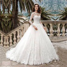 WD133 Vestios De Novia A-line Wedding Dresses Sheer Tulle Long Sleeves Lace Corset Back Vintage Bridal Gowns Robe Marriage Dress 2024 - buy cheap