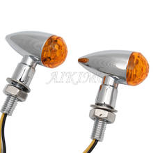 1pair 10mm Bolt Universal Fit Motorcycle Blinker Turn Signal Indicator Lighting Amber Light 12V LED Chrome Metal+Amber LENS 2024 - buy cheap