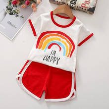 New Summer Girl T-shirt Clothes Set Short Sleeve For Kid Striped Romper Tops Cartoon Children Boy Short Pants Suit Outfits 2024 - buy cheap