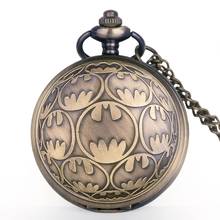 Bronze Vintage Pocket Watches Batman Design Quartz Pocket Watch Necklace Pendant Clock Chain Watch Gift for Mens Womens Children 2024 - buy cheap