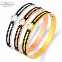 FYSARA White Shell Roman Numeral Bracelet Stainless Steel Black Rhinestone Bangles & Bracelets for Women Brand Jewelry Couple 2024 - buy cheap