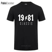 Nascido em 1981 t camisa de algodão dos homens da parte superior camisa de manga curta 1981 presente de aniversário clássico camiseta mans tshirt 2024 - compre barato