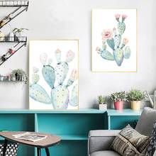 Póster de pintura de Cactus botánico, cartel nórdico, cuadro sobre lienzo para pared, imágenes para sala de estar, decoración del hogar, sin marco 2024 - compra barato