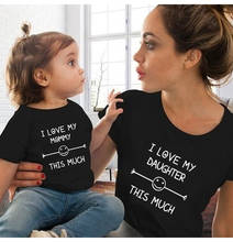 1pc I Love My Mommy/daughter This Much Bestie Family Matching Clothes Mom Kids Girl TShirt Baby Bodysuit Funny Family Look Shirt 2024 - buy cheap