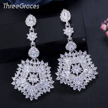 ThreeGraces Fashion Shiny Cubic Zirconia Crystal Big Star Long Drop Dangle Earrings for Women Wedding Party Jewelry Gift ER267 2024 - buy cheap