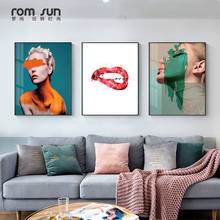 Modern Characteristic Wall Art Sexy Red Lip and Girls Posters and Prints Wall Pictures for Living Room Personality Painting Deco 2024 - buy cheap