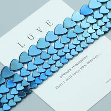 Cuentas de hematita en forma de corazón de amor, cuentas espaciadoras sueltas de piedra Natural Azul zafiro para fabricación de pulseras de joyería, pulsera DIY de 6, 8 y 10mm 2024 - compra barato