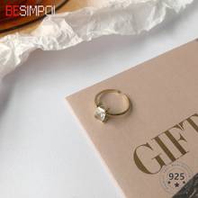 Besimpol Real 925 Sterling Silver Rings Fashion Golden Sugar Cube Adjustable Open Ring For Women Luxury Fine Jewelry Party Gifts 2024 - buy cheap