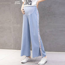 Wide Leg Loose Maternity Jeans Pregnant Women Spring Summer Adjustable Elastic Waist Cotton Pregnancy Maternity Clothes Trousers 2024 - buy cheap