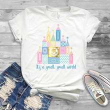 Hot Sale Its A Small World Women Shirt Ladys Castle Printing Comfort T-shirt Funny Kawaii Hola Tees Cute Building Blocks Tops 2024 - buy cheap