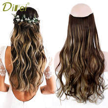 DIFEI 22 inch Long Wavy No Clips in Hair Extensions Invisible Wire Secret Fish Line Synthetic Hairpieces Natural Black Fake Hair 2024 - buy cheap