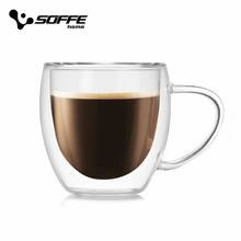 Soffe Высококачественная стеклянная кофейная кружка с ручкой 250 мл 350 мл двухслойная стеклянная термостойкая креативная чашка для молока и чая 2024 - купить недорого