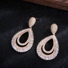 Brand Famous Luxury Waterdrop Charm Earring for Women Wedding Full Micro CZ Cubic Zircon Dubai Indian Earrings Bohemia Hot E9021 2024 - buy cheap