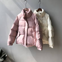 Puffer jaqueta feminina algodão acolchoado casaco de inverno 2020 nova moda coreana solto quente rosa jaqueta menina parkas bolha casaco 2024 - compre barato