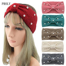 PROLY New Fashion Women Turban Headband Warm Knitted Hairband Soft Pearls Headwear Middle Knot Top Quality Hair Accessories 2024 - buy cheap