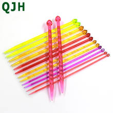 QJH Brand Multi Colors 14pcs Knitting Needles Weaving Tool Crystal Knitting Needle Tools For Women Mom Scarf Sweater Tools 2024 - buy cheap