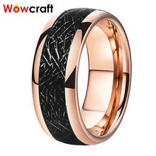 8mm Rose Gold Tungsten Rings for Men Women Wedding Band Meteorite Domed Polished Comfort Fit 2024 - buy cheap