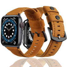 correa for apple watch 6 band se strap series 4 5 44mm 40mm for iwatch 3 42mm 38mm Bracelet Genuine Leather bands men women belt 2024 - buy cheap