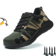 Zapatos de seguridad de camuflaje para el trabajo, botas transpirables ultraligeras de 900g, con punta de acero, zapatos antigolpes para construcción, talla 48 47, nuevos 2024 - compra barato