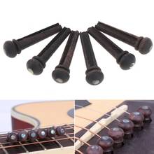 Pin de puente de guitarra, pasadores de madera rosa con cabeza de concha de perla, cuerdas, juego de clavijas de uñas para guitarra acústica folclórica, 6 unids/lote 2024 - compra barato