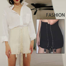 Женская обтягивающая юбка с дырками, сексуальная короткая юбка с высокой талией, корсет, облегающая мини-юбка, женская готическая модная одежда в стиле джаз 2024 - купить недорого