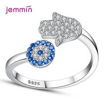 Creative Hand Blue Sapphire 925 Sterling Silver Cubic Zirconia Open Rings For Women Engagement Wedding Jewelry 925 Seal Bague 2024 - buy cheap